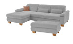 Komfort-Wohnlandschaft plano|FORM Marbella, in der Farbausführung Grey mit dem passenden Hocker