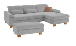 Komfort-Wohnlandschaft plano|FORM Marbella, in der Farbausführung Grey mit dem passenden Hocker