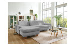 Komfort-Wohnlandschaft plano|FORM Marbella, in der Farbausführung Grey , in einem Raum stehend, mit der Sitztiefenverstellung ohne Kissen