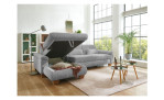 Komfort-Wohnlandschaft plano|FORM Marbella, in der Farbausführung Grey , in einem Raum stehend, mit dem offenen Stauraum im Canape