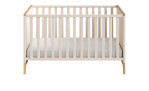 Babybett Stiene in Cashmere-Beige aus Holzwerkstoff und einer Absetzung in Eiche