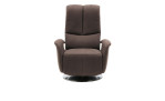 Basis-Relaxsessel plano|FORM Swing Chair in einem Bezugsstoff in Platin und einem Drehteller in Edelstahl.  Frontalansicht.