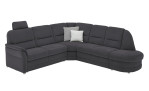 Komfort-Wohnlandschaft plano|FORM Easyplan Q+, in der Farbausführung Anthrazit, mit Kopfstütze und Deko-Kissen