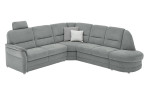 Komfort-Wohnlandschaft plano|FORM Easyplan Q+, in der Farbausführung Grey, mit Kopfstütze und Deko-Kissen