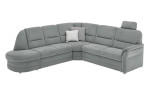 Komfort-Wohnlandschaft plano|FORM Easyplan Q+, in der Farbausführung Grey, mit Kopfstütze und Deko-Kissen