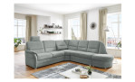 Komfort-Wohnlandschaft plano|FORM Easyplan Q+, in der Farbausführung Alu, in einem Raum stehend mit Kopfstütze und Relaxfunktion in der linken Ecke