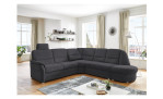 Komfort-Wohnlandschaft plano|FORM Easyplan Q+, in der Farbausführung Anthrazit, in einem Raum stehend mit Kopfstütze und Relaxfunktion in der linken Ecke