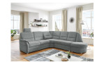 Komfort-Wohnlandschaft plano|FORM Easyplan Q+, in der Farbausführung Grey, in einem Raum stehend mit Kopfstütze und Relaxfunktion in der linken Ecke