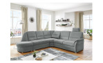 Komfort-Wohnlandschaft plano|FORM Easyplan Q+, in der Farbausführung Grey, in einem Raum stehend mit Kopfstütze und Relaxfunktion in der linken Ecke