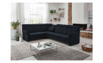Komfort-Ecksofa plano|FORM Favorit, in der Farbausführung Blau, in einem Raum stehend mit der Relaxfunktion im linken Rückenteil