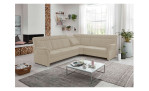 Komfort-Ecksofa plano|FORM Favorit, in der Farbausführung Beige, in einem Raum stehend mit der Relaxfunktion im linken Rückenteil