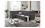 Komfort-Ecksofa plano|FORM Favorit, in der Farbausführung Alu, in einem Raum stehend mit der Bettfunktion