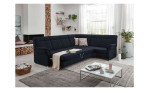 Komfort-Ecksofa plano|FORM Favorit, in der Farbausführung Blau, in einem Raum stehend mit der Bettfunktion