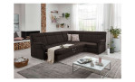 Komfort-Ecksofa plano|FORM Favorit, in der Farbausführung Nougat, in einem Raum stehend mit der Bettfunktion