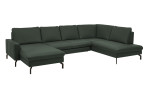 Komfort-Wohnlandschaft plano|FORM el Paso, in der Farbausführung Oliv, Schrägansicht