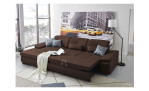 Komfort-Ecksofa plano|FORM Athen, in der Farbausführung Kastanie, in einem Raum stehend mit der  Schlaffunktion
