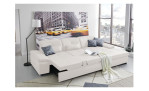 Komfort-Ecksofa plano|FORM Athen, in der Farbausführung White, in einem Raum stehend mit der  Schlaffunktion