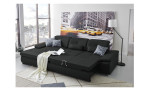 Komfort-Ecksofa plano|FORM Athen, in der Farbausführung Schwarz, in einem Raum stehend mit der  Schlaffunktion