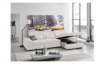 Komfort-Ecksofa plano|FORM Athen, in der Farbausführung White, in einem Raum stehend mit dem Bettkasten im Canape