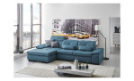 Komfort-Ecksofa plano|FORM Athen, in der Farbausführung Ocean, in einem Raum stehend