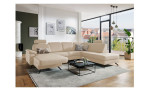 Komfort-Wohnlandschaft plano|FORM Wien, in der Farbausführung Beige, in einem Raum stehend mit der Funktion in der Ottomane