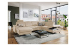 Komfort-Wohnlandschaft plano|FORM Wien, in der Farbausführung Beige, in einem Raum stehend mit dem offnen Stauraum