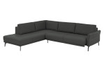 Komfort-Ecksofa plano|FORM Formello, in der Farbausführung Anthrazit, Schrägansicht mit Sitzvorzug