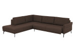 Komfort-Ecksofa plano|FORM Formello, in der Farbausführung Braun, Schrägansicht mit Sitzvorzug