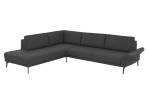 Komfort-Ecksofa plano|FORM Formello, in der Farbausführung Anthrazit, mit klappbarer Armlehne 