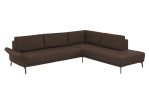 Komfort-Ecksofa plano|FORM Formello, in der Farbausführung Braun, mit klappbarer Armlehne 