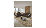 Komfort-Ecksofa plano|FORM Formello, in der Farbausführung Braun, in einem Raum stehend
