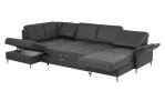Komfort-Wohnlandschaft plano|FORM Lirio, in der Farbalternative Anthrazit, mit Bettkasten und Schlaffunktion