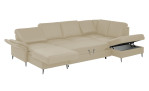 Komfort-Wohnlandschaft plano|FORM Lirio, in der Farbalternative Beige, mit Bettkasten und Schlaffunktion