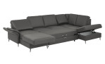 Komfort-Wohnlandschaft plano|FORM Lirio, in der Farbalternative Grau, mit Bettkasten und Schlaffunktion