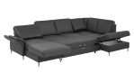 Komfort-Wohnlandschaft plano|FORM Lirio, in der Farbalternative Anthrazit, mit Bettkasten und Schlaffunktion