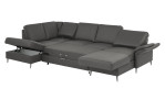 Komfort-Wohnlandschaft plano|FORM Lirio, in der Farbalternative Grau, mit Bettkasten und Schlaffunktion