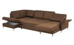 Komfort-Wohnlandschaft plano|FORM Lirio, in der Farbalternative Macciato, mit Bettkasten und Schlaffunktion