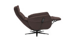 Komfort-Relaxsessel plano|FORM Rimini in der Farbausführung Braun, Seitenansicht mit Relaxfunktion und Kopfpolsterfunktion