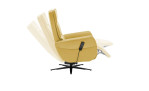 Komfort-Relaxsessel plano|FORM Rimini in der Farbausführung Yellow,Seitenansicht mit Relaxfunktion