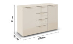 Kommode Antigua Box, Freisteller mit Maßen