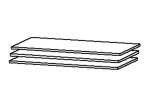 Fachböden 3er-Set Zubehör mit einer Skizzenzeichnung.