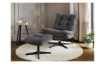 Relaxsessel Kairo mit Hocker in der Farbe Grau, in einem Raum stehend