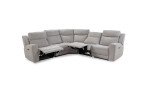Ecksofa Henry in der Farbe grau, mit hochgeklappten Fußstützen