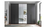 Milieubild Kleiderschrank in Graphit 6-türig, davon 4 Holztüren und 2 Spiegeltüren