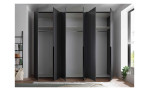 Milieubild Kleiderschrank in Graphit 6-türig, davon 4 Holztüren und 2 Spiegeltüren,geöffnet