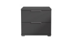 Nachttisch Svenja in graphit. 2 Schubkästen mit Kunststoffgriffen. Frontal abgebildet.