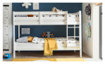 Etagenbett Carlo in Kiefer weiß teilmassiv MDF lackiert, Bett teilbar mit variabler Leiter, Ansicht im Milieu