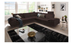 Komfort-Ecksofa Valentino, in der Farbausführung Dunkelbraun, in einem Raum stehend, Schrägansicht