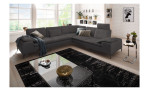 Komfort-Ecksofa Valentino, in der Farbausführung Dunkelgrau, in einem Raum stehend, Schrägansicht