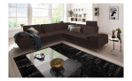 Komfort-Ecksofa Valentino, in der Farbausführung Dunkelbraun, in einem Raum stehend, Schrägansicht